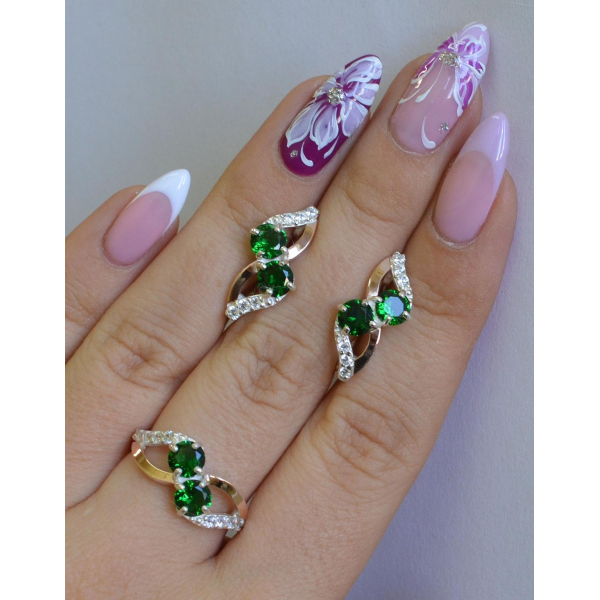 Серебряный набор серьги и кольцо (076)