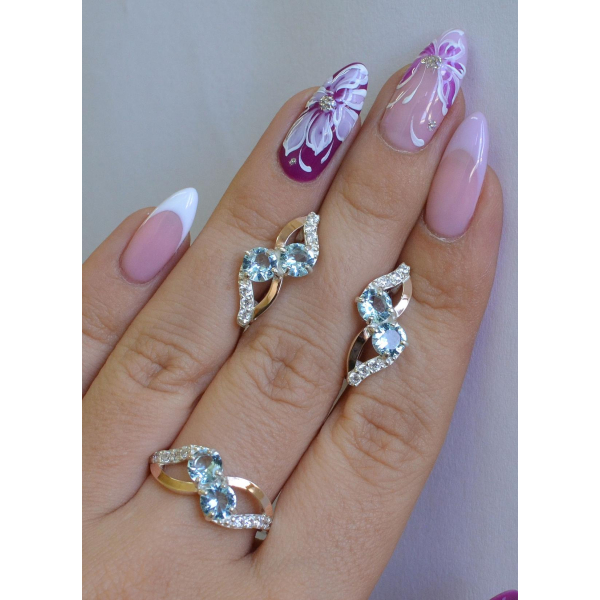 Серебряный набор серьги и кольцо (076)