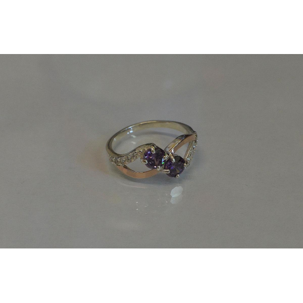 Каблучка срібна 925 проби і золота 375 проби (076к)