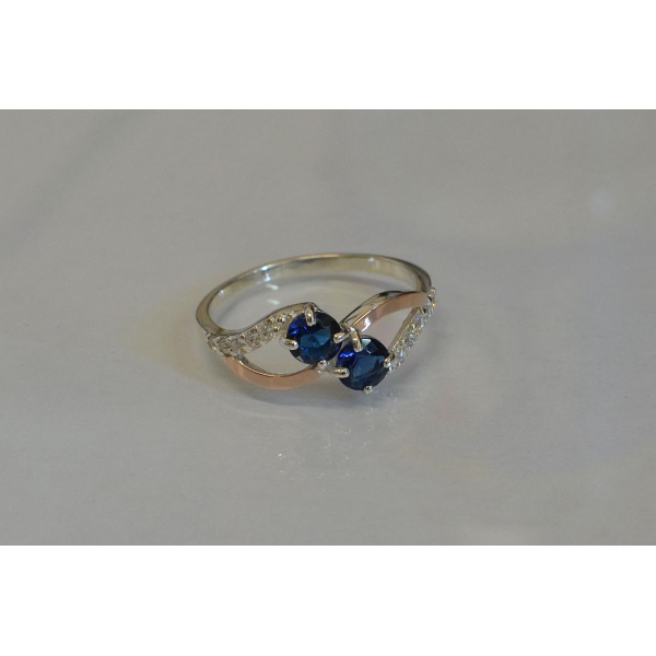 Каблучка срібна 925 проби і золота 375 проби (076к)