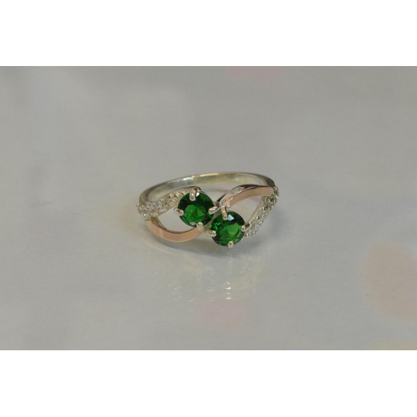 Каблучка срібна 925 проби і золота 375 проби (076к)