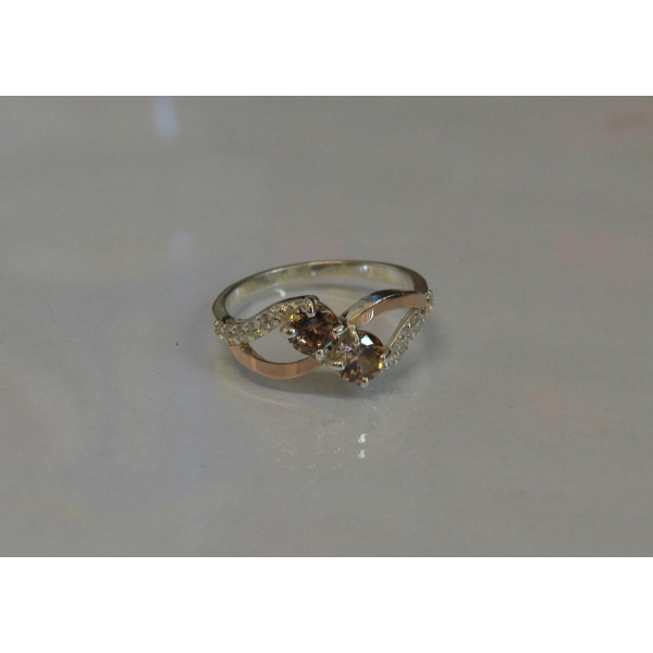 Каблучка срібна 925 проби і золота 375 проби (076к)