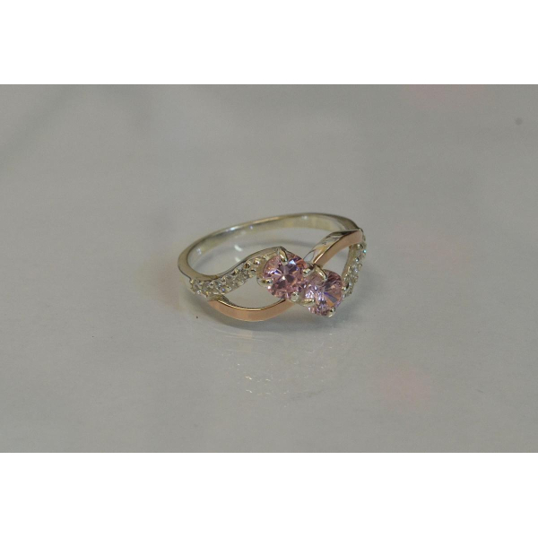 Каблучка срібна 925 проби і золота 375 проби (076к)