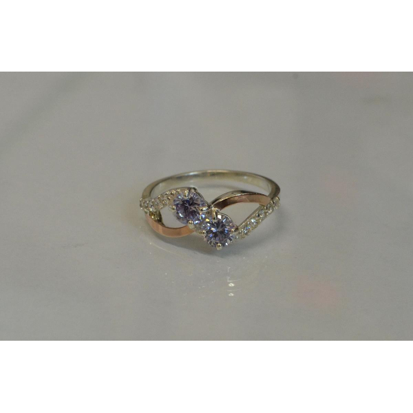 Каблучка срібна 925 проби і золота 375 проби (076к)