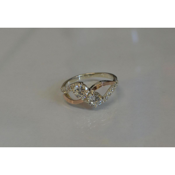 Каблучка срібна 925 проби і золота 375 проби (076к)