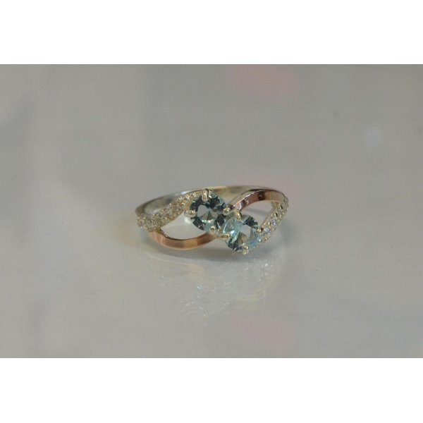 Каблучка срібна 925 проби і золота 375 проби (076к)