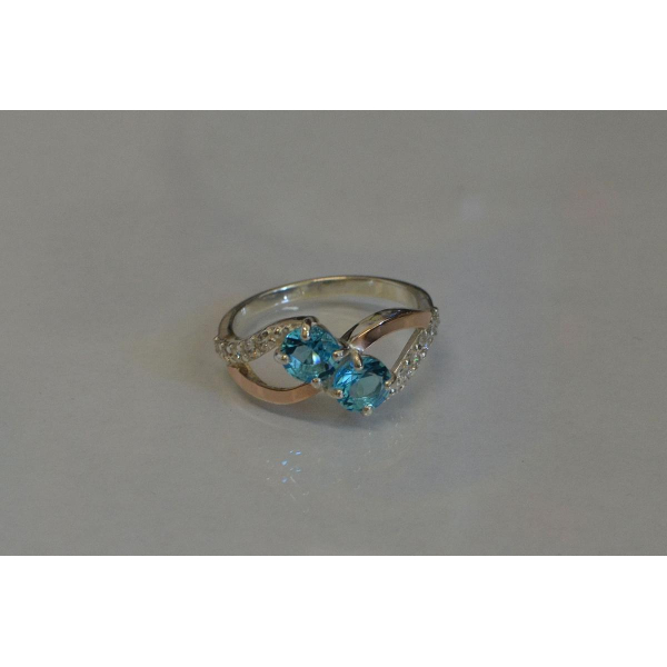 Каблучка срібна 925 проби і золота 375 проби (076к)