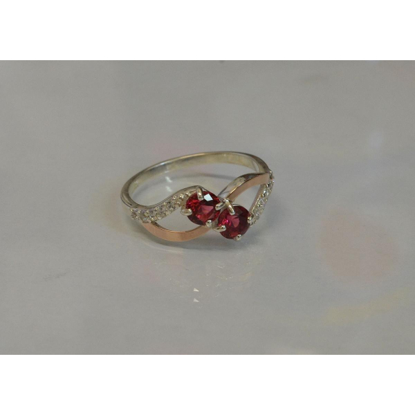 Каблучка срібна 925 проби і золота 375 проби (076к)