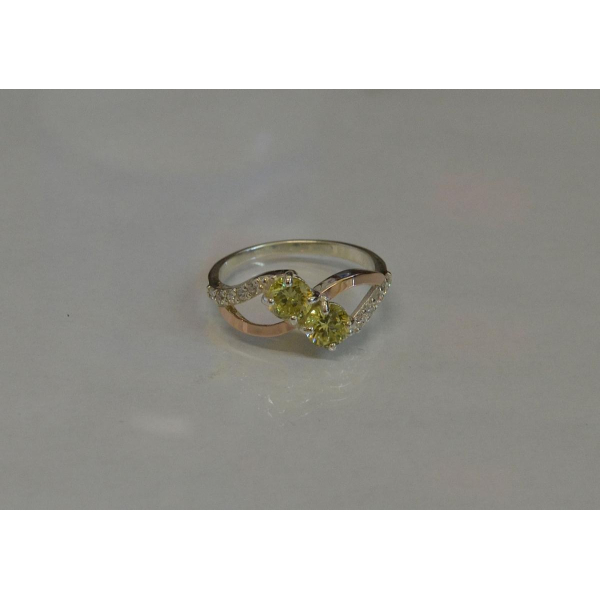 Каблучка срібна 925 проби і золота 375 проби (076к)