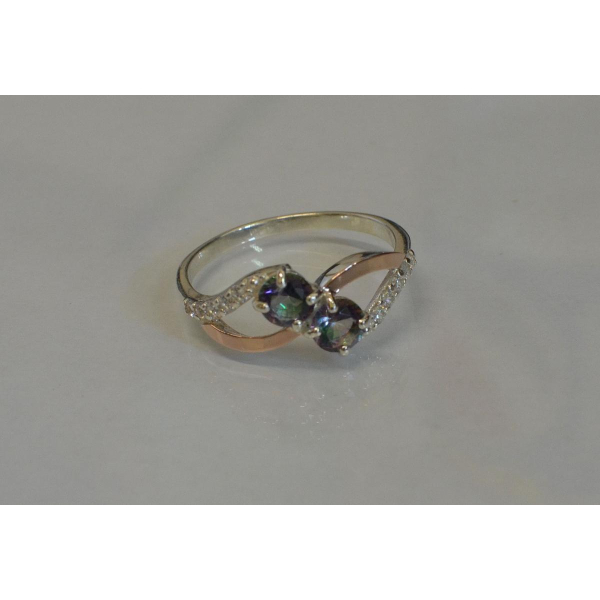 Каблучка срібна 925 проби і золота 375 проби (076к)