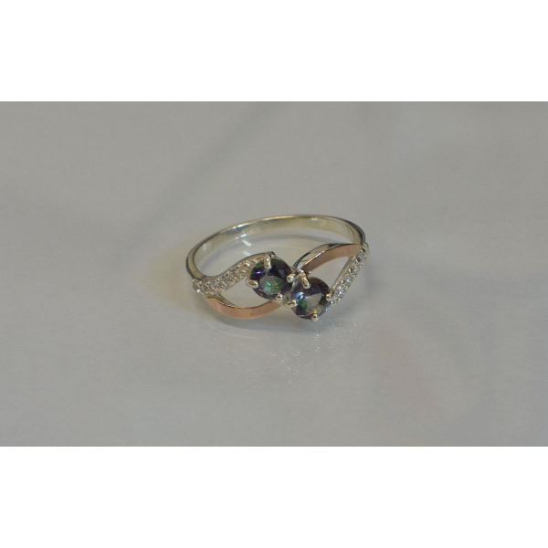 Каблучка срібна 925 проби і золота 375 проби (076к)