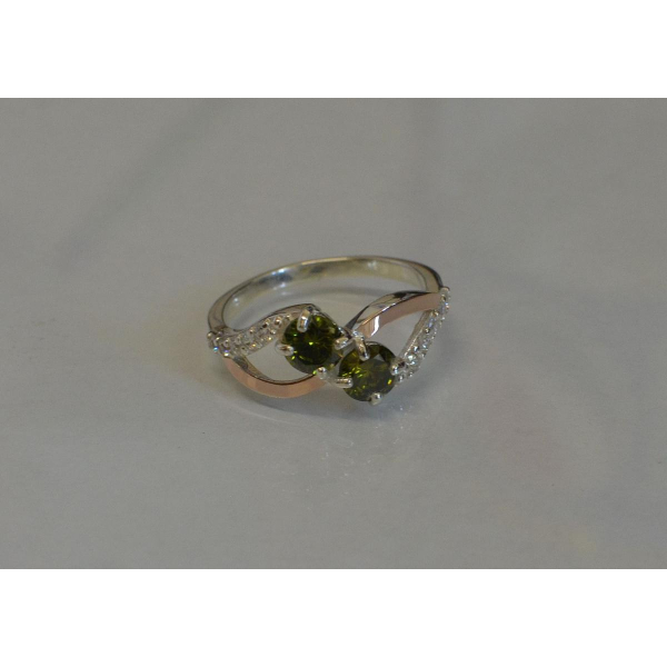 Каблучка срібна 925 проби і золота 375 проби (076к)