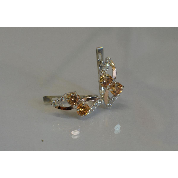 Серьги серебряные 925 пробы и золота 375 пробы (076с)