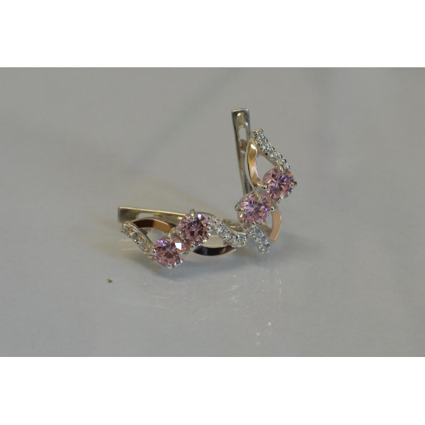 Серьги серебряные 925 пробы и золота 375 пробы (076с)