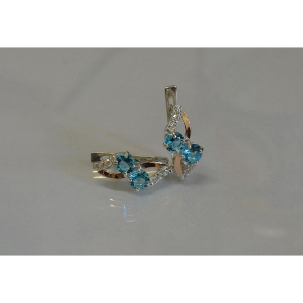 Серьги серебряные 925 пробы и золота 375 пробы (076с)