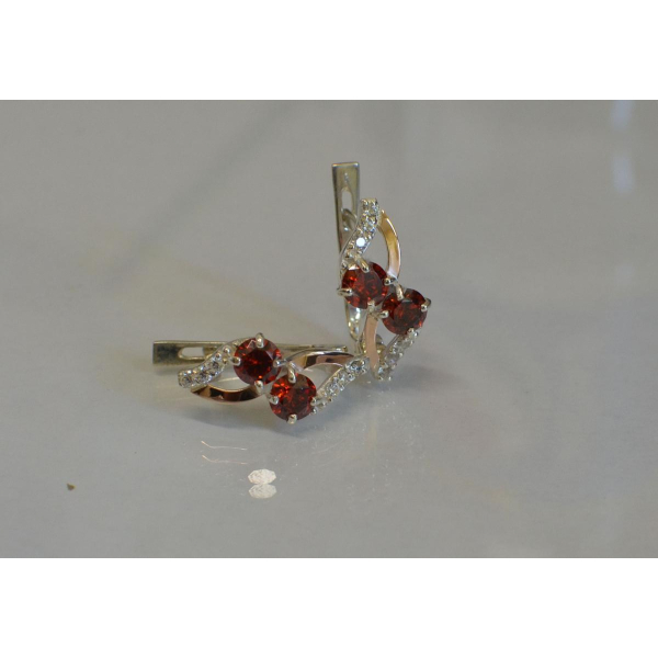Серьги серебряные 925 пробы и золота 375 пробы (076с)