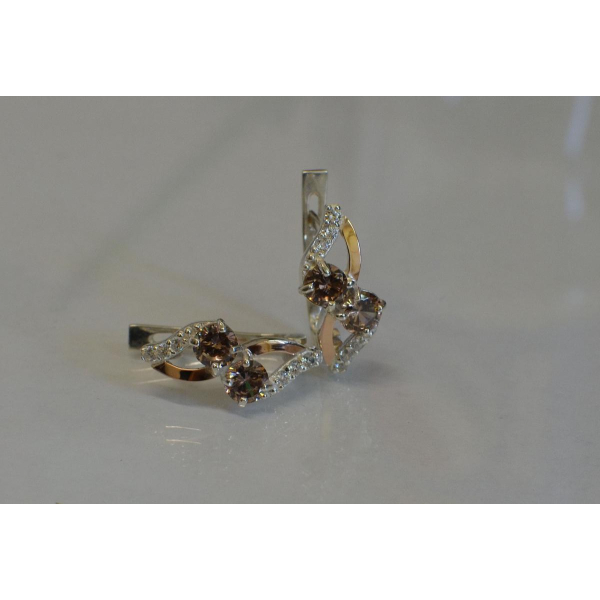 Серьги серебряные 925 пробы и золота 375 пробы (076с)