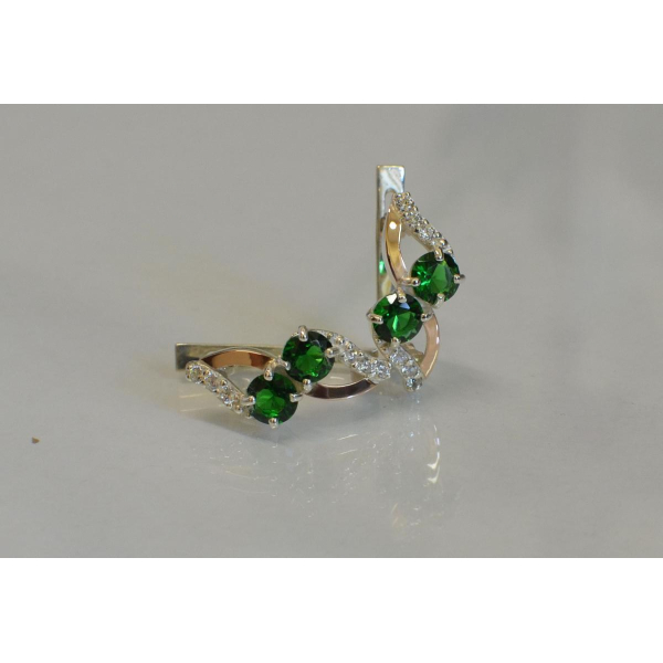 Серьги серебряные 925 пробы и золота 375 пробы (076с)