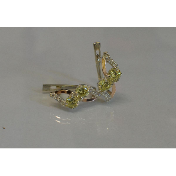 Серьги серебряные 925 пробы и золота 375 пробы (076с)