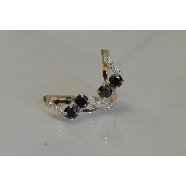 Серьги серебряные 925 пробы и золота 375 пробы (076с)