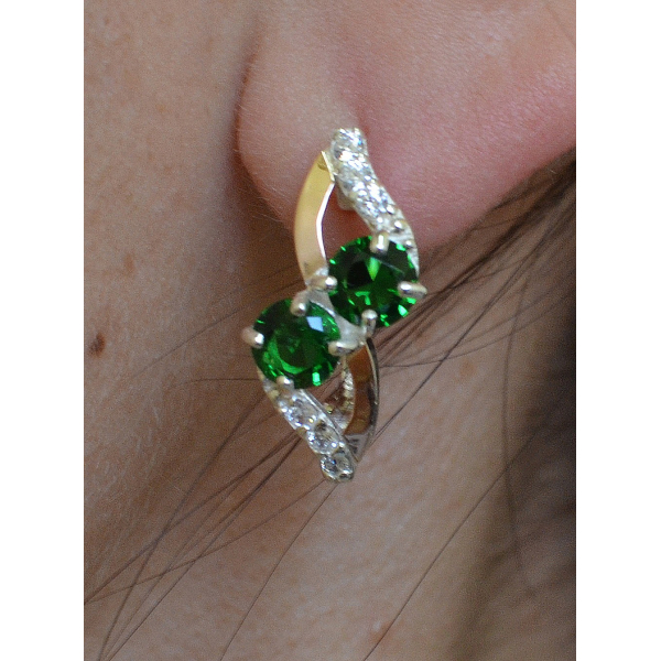 Серьги серебряные 925 пробы и золота 375 пробы (076с)