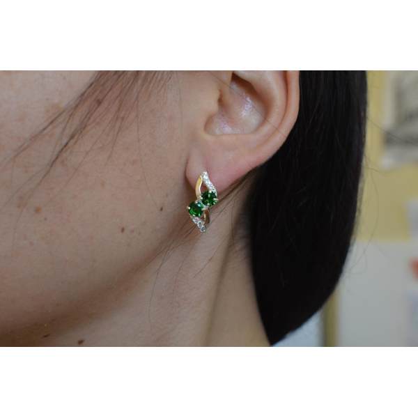 Серьги серебряные 925 пробы и золота 375 пробы (076с)