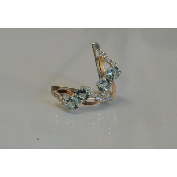 Серьги серебряные 925 пробы и золота 375 пробы (076с)