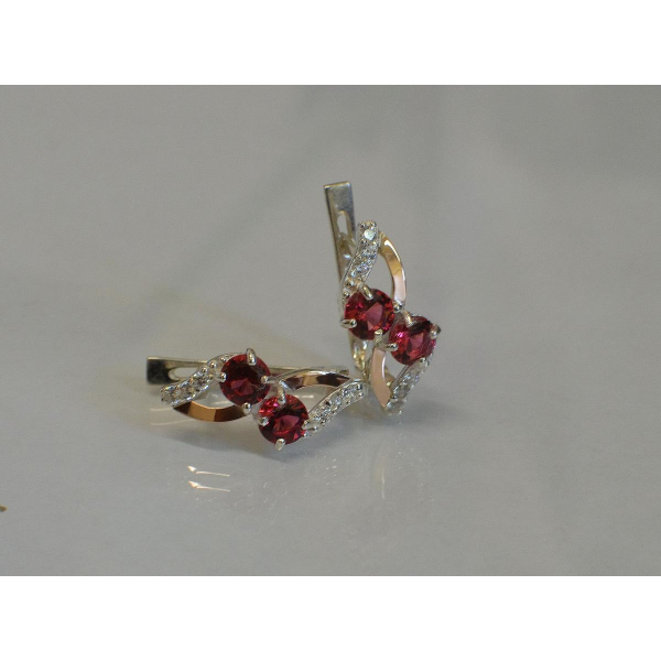 Серьги серебряные 925 пробы и золота 375 пробы (076с)
