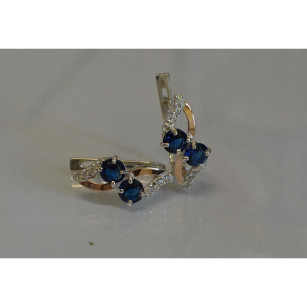 Серьги серебряные 925 пробы и золота 375 пробы (076с)