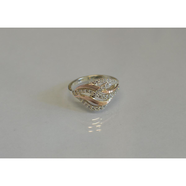 Кольцо из серебра и золотыми пластинами (077к)