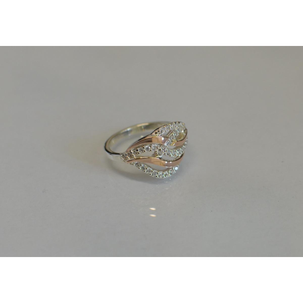 Кольцо из серебра и золотыми пластинами (077к)