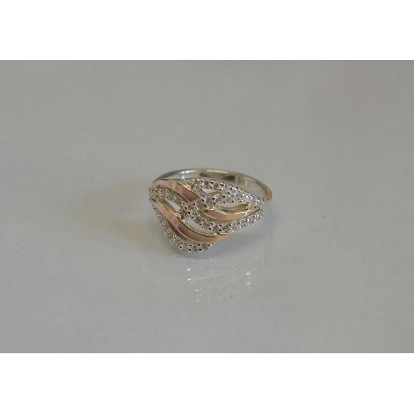 Кольцо из серебра и золотыми пластинами (077к)