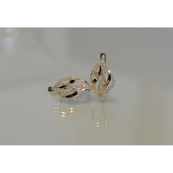 Серьги из серебра и золотыми пластинами (077с)