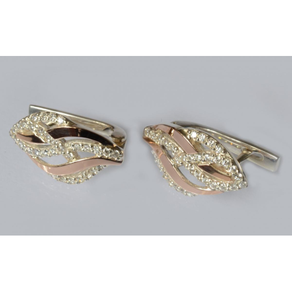 Серьги из серебра и золотыми пластинами (077с)