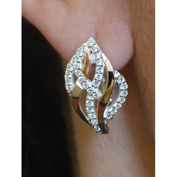 Серьги из серебра и золотыми пластинами (077с)