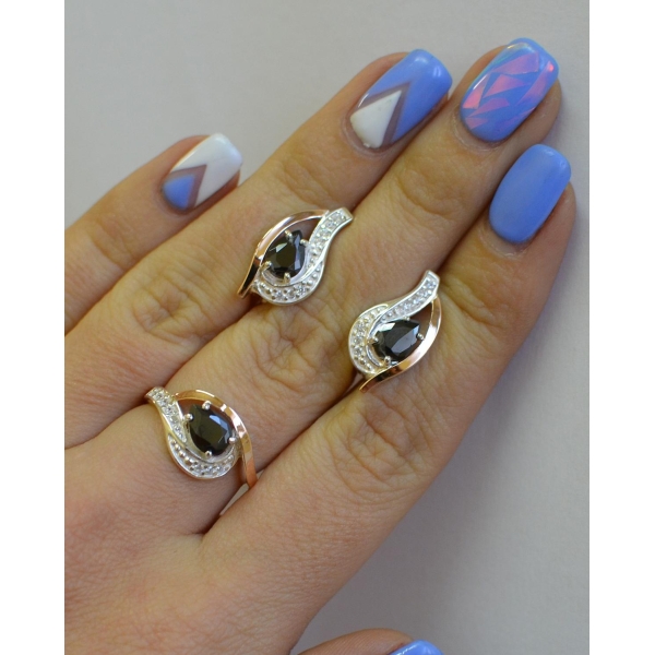 Гарнитур из серебра с золотыми накладками (078)