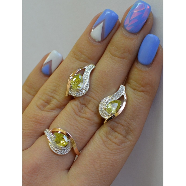 Гарнитур из серебра с золотыми накладками (078)