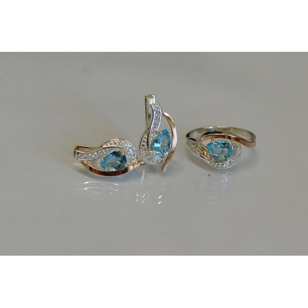 Гарнитур из серебра с золотыми накладками (078)