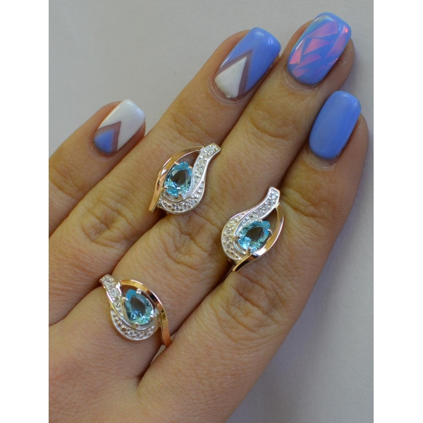 Гарнитур из серебра с золотыми накладками (078)