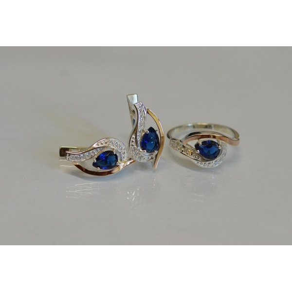 Гарнитур из серебра с золотыми накладками (078)