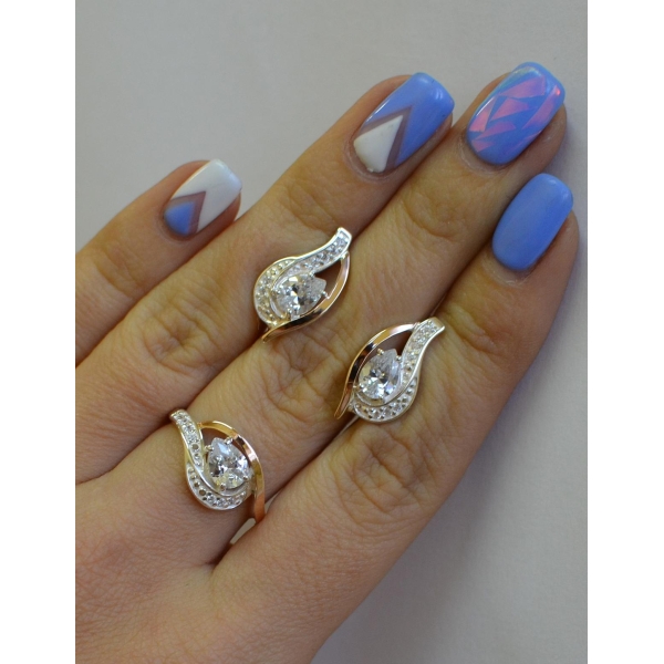 Гарнитур из серебра с золотыми накладками (078)