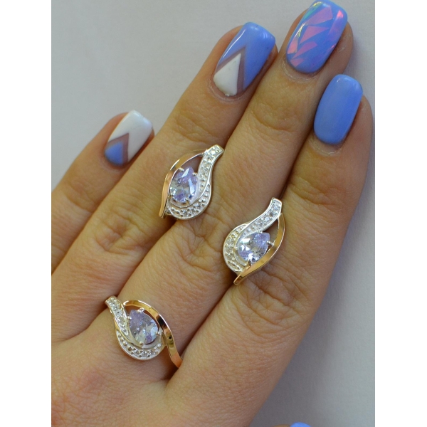 Гарнитур из серебра с золотыми накладками (078)