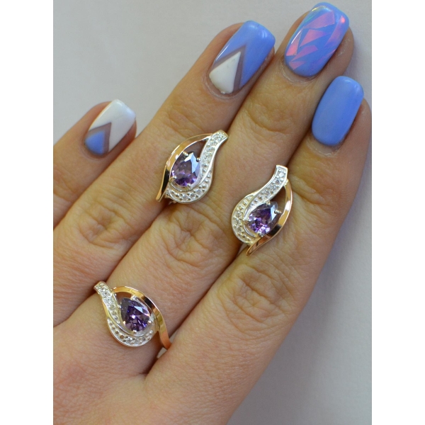 Гарнитур из серебра с золотыми накладками (078)