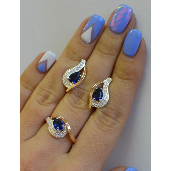 Гарнитур из серебра с золотыми накладками (078)