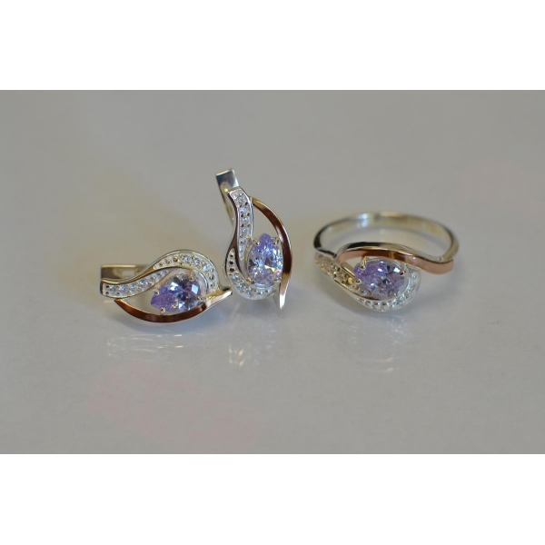 Гарнитур из серебра с золотыми накладками (078)