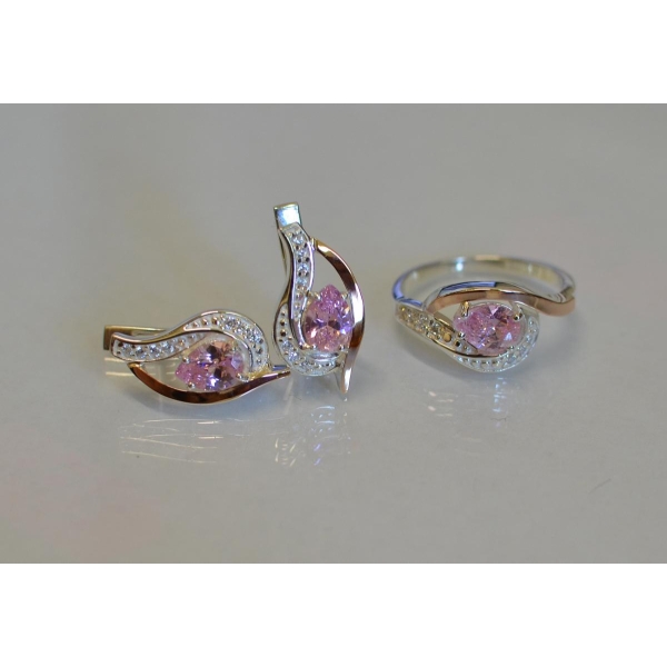 Гарнитур из серебра с золотыми накладками (078)