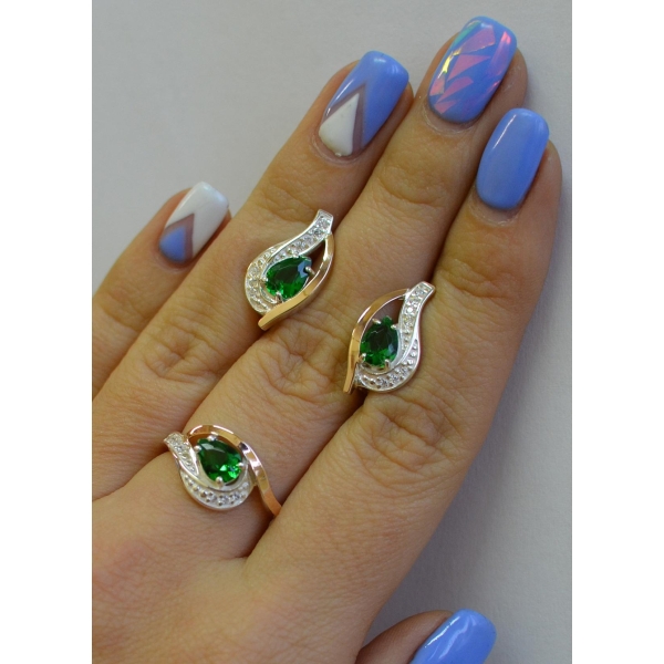 Гарнитур из серебра с золотыми накладками (078)