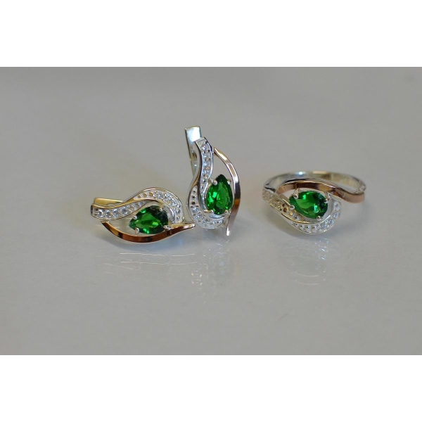 Гарнитур из серебра с золотыми накладками (078)