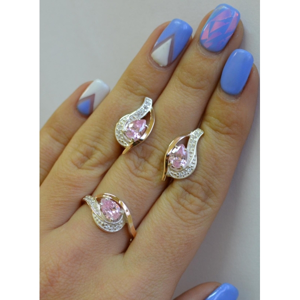 Гарнитур из серебра с золотыми накладками (078)