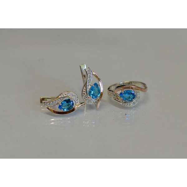 Гарнитур из серебра с золотыми накладками (078)